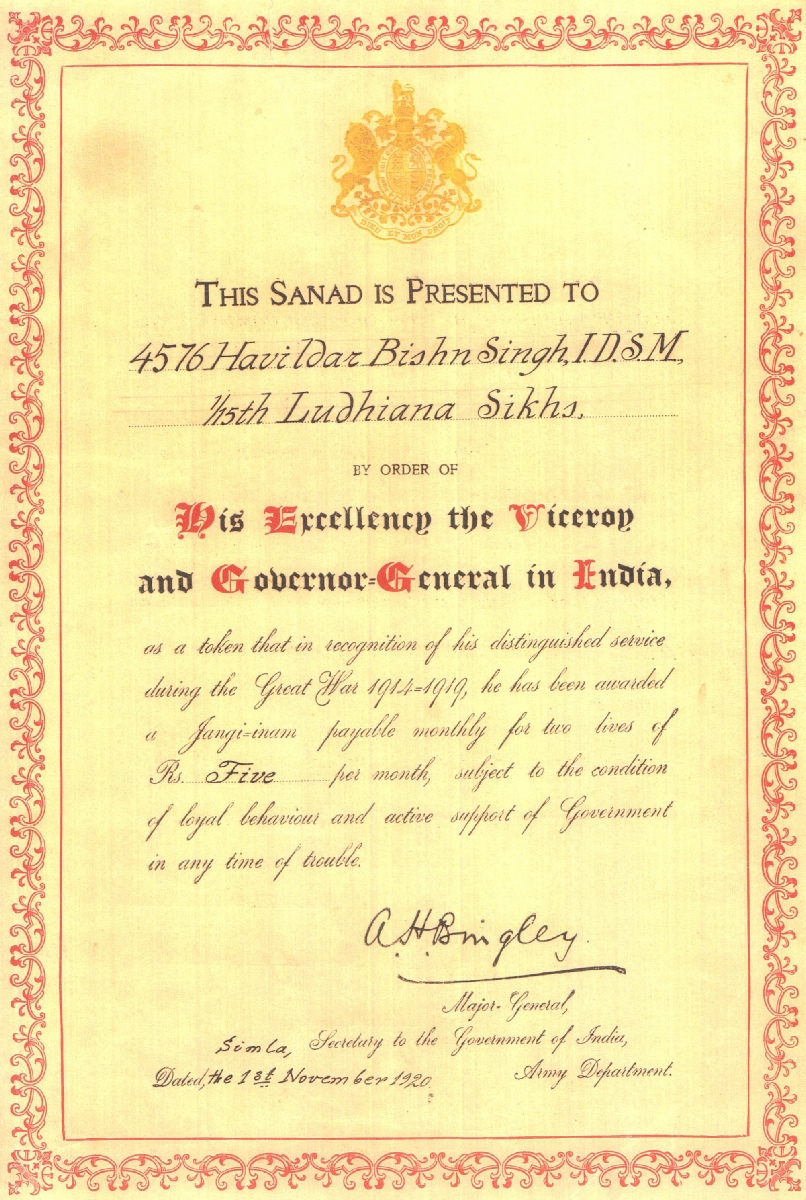 4576 Havildar Bishan Singh IDSM 15th Sikhs Document 1.jpg