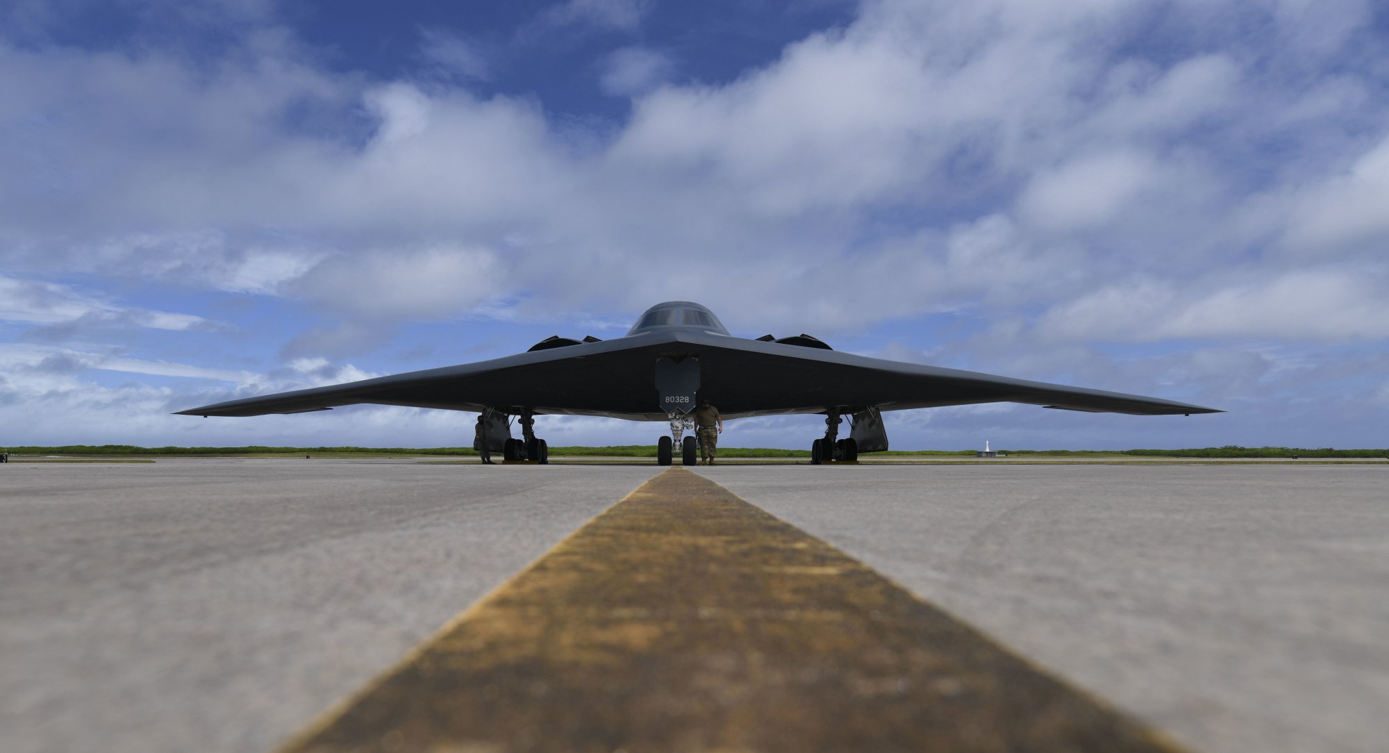 B-2 Spirit for takeoff at Naval Support Facility Diego Garcia in support of a Bomber Task Forc...jpg