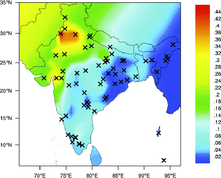 Distribution-of-13910-CT-in-India-Crosses-represent-sample-locations-Colors-and-color.png