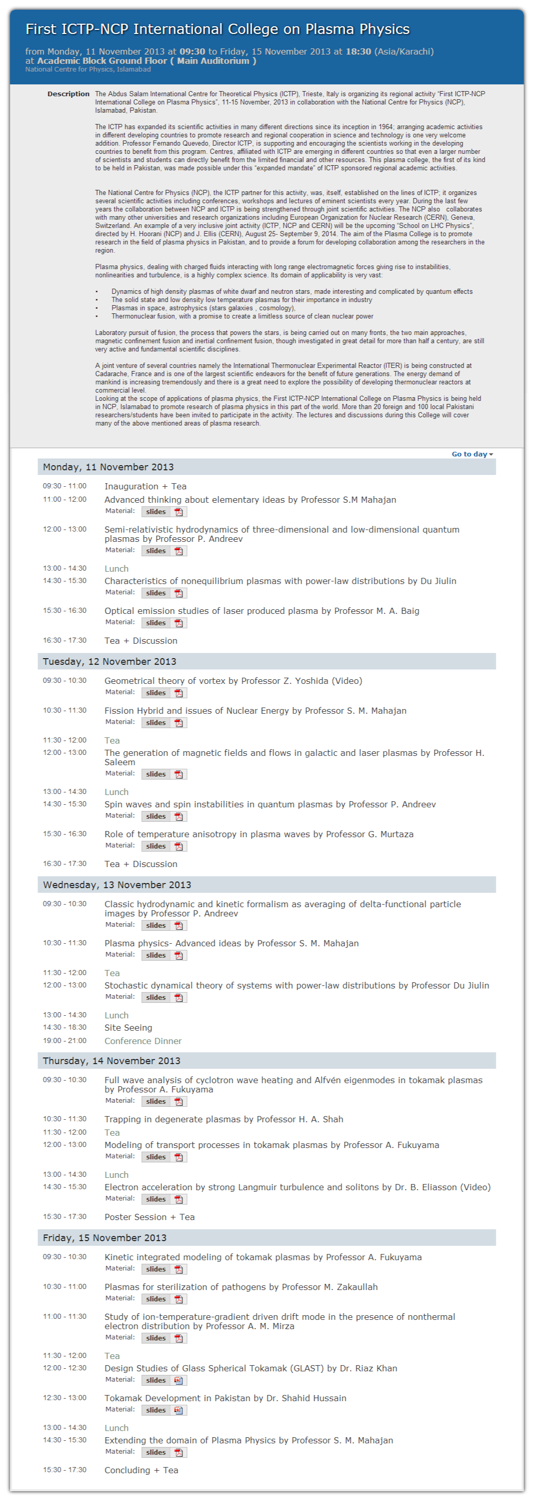 First ICTP-NCP International College on Plasma Physics  11-15 November 2013 .png