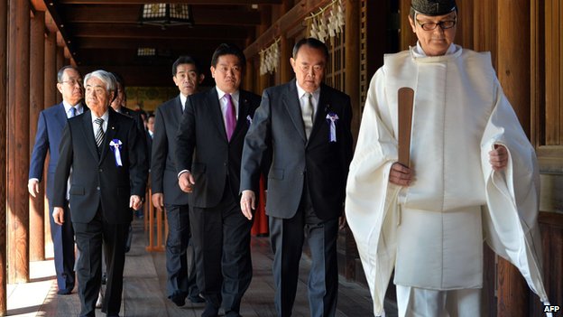 Japanese lawmakers visited the Yasukuni Shrine to mark a spring festival.jpg