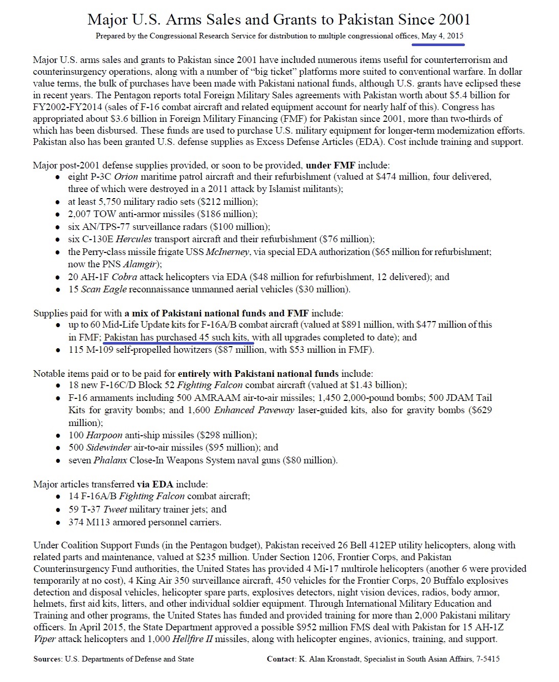 Major Arms Slaes & Grants to Pakistan Since 2001 (updated till May 04, 2015).jpg