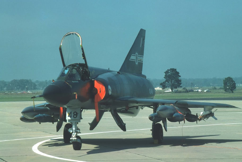 RAAF Mirage III with MATRA TK500 bomb-drop tank system, combining 500lt fuel and 4 x 500-lb bomb.jpg