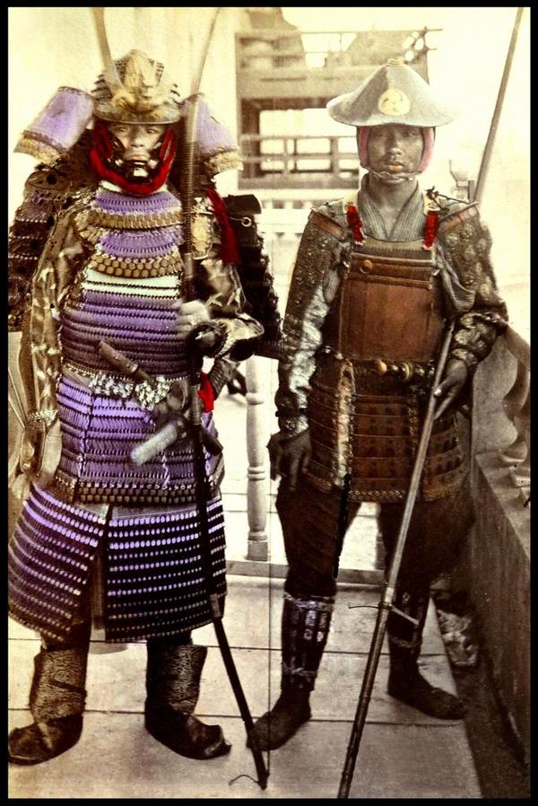 Two ex-samurai in their old armor. 1870.jpg