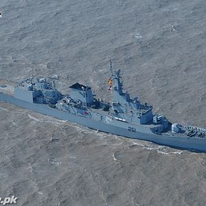 Pakistan's F-22P frigate undergoing sea trials in Chinese waters.