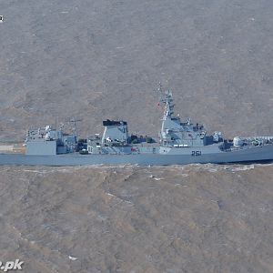 Pakistan's F-22P frigate undergoing sea trials in Chinese waters.