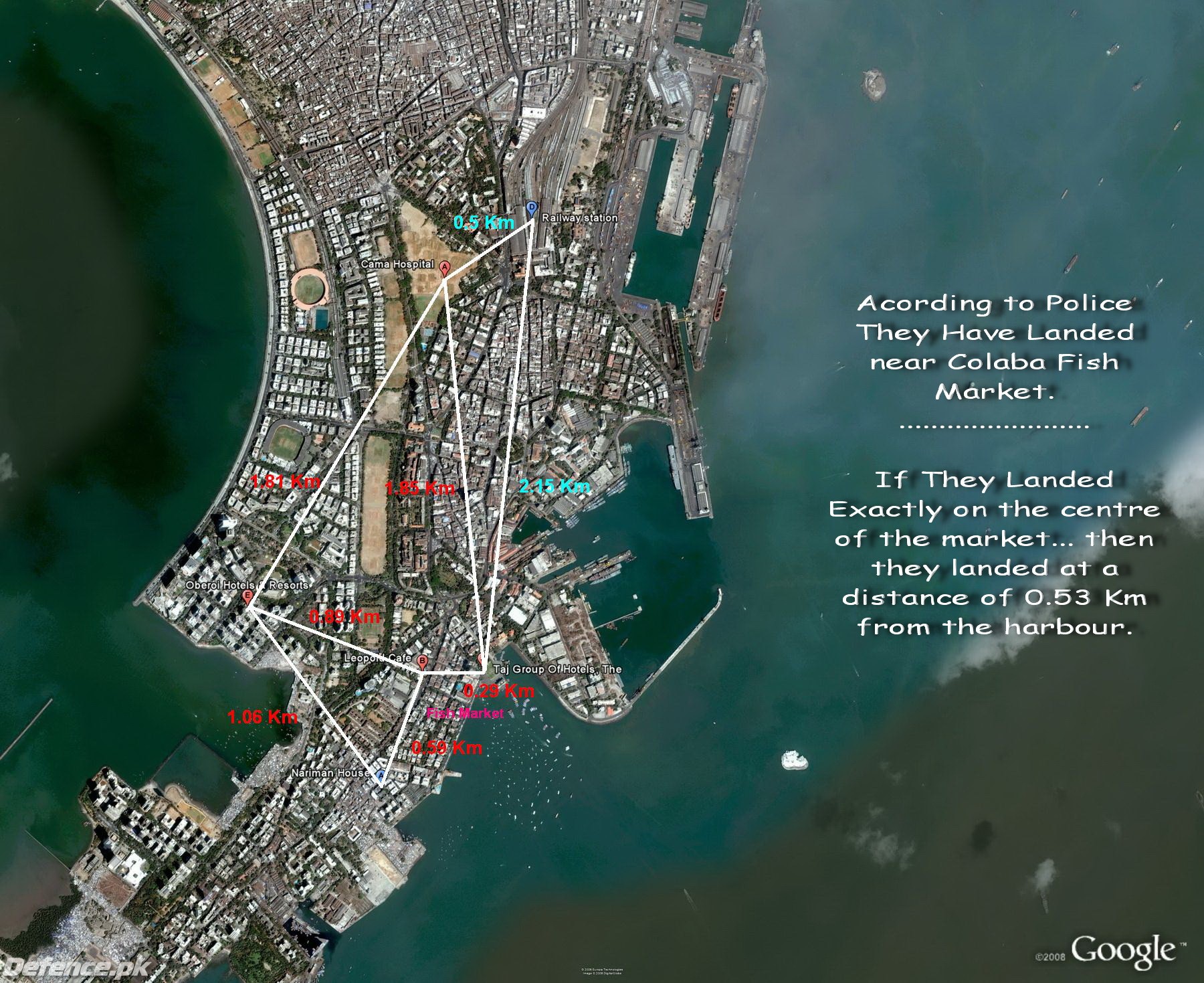 Mumbai Attacks Locations Distances