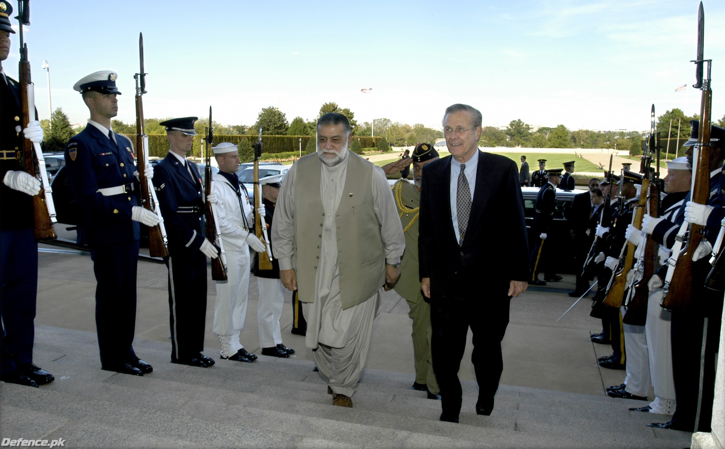 Prime Minister Jamali's visit to the Pentagaon (General TM Malik in the bac