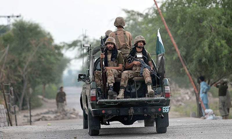 Pakistan Army soldiers patrol in a vehicle in this file photo. — AFP