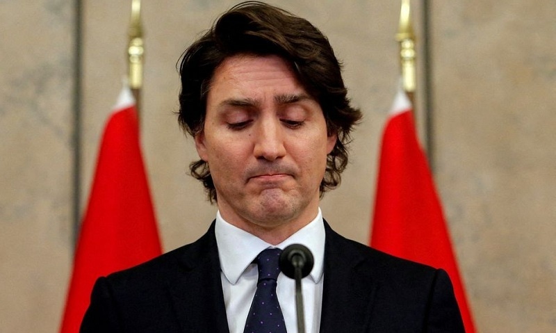 Canada's Prime Minister Justin Trudeau speaks at a news conference as truckers and their supporters continue to protest against Covid-19 vaccine mandates, in Ottawa, Ontario, Canada on Feb 11. — Reuters