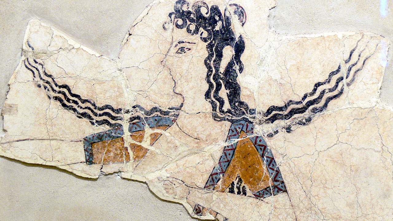 Fresco fragment of a dancing woman