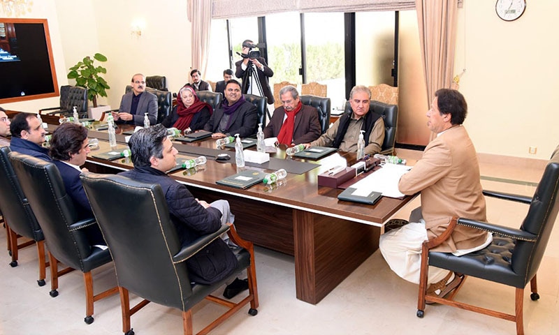 Prime Minister Imran Khan attends a meeting to review ongoing welfare, social protection, poverty alleviation and basic health projects in Islamabad on Friday, — PID