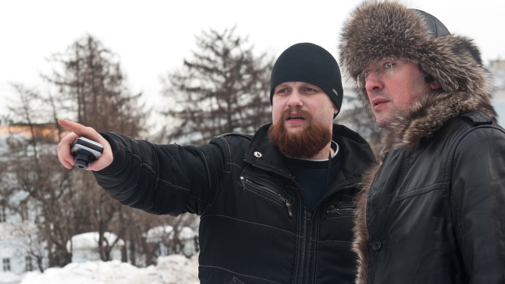 Dmitry Dyomushkin (left) and Alexander Belov (right) in February 2011 at an event commemorating Russian soldiers that died in service [Sergey Kozmin/Al Jazeera]