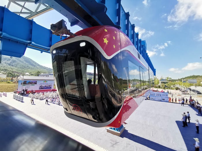 China's Red Rail, said to be the world's first maglev air train