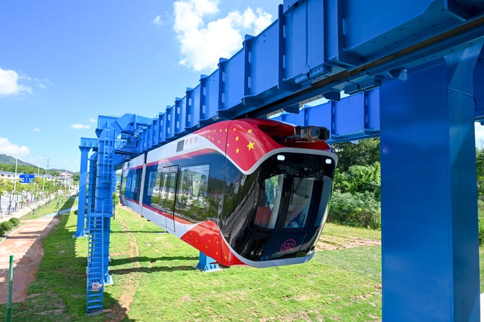 China's Red Rail, said to be the world's first maglev air train