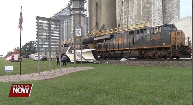 The trailer of the truck was completely bent out of shape in the aftermath