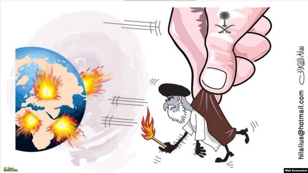 A cartoon in the Saudi daily Okaz