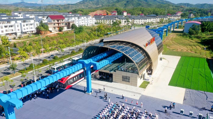 China's Red Rail, said to be the world's first maglev air train