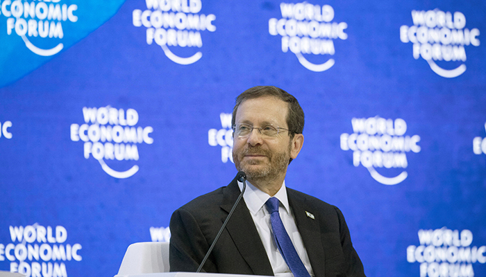 Israeli President Isaac Herzog smiles ahead of his speech at the World Economic Forum 2022 (WEF) in the Alpine resort of Davos, Switzerland May 25, 2022. — Reuters