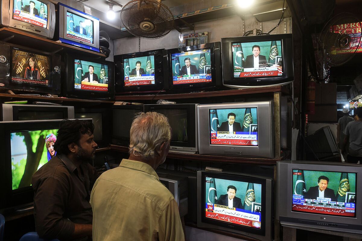 Imran Khan addressing the nation on television, in Karachi on March 4. 