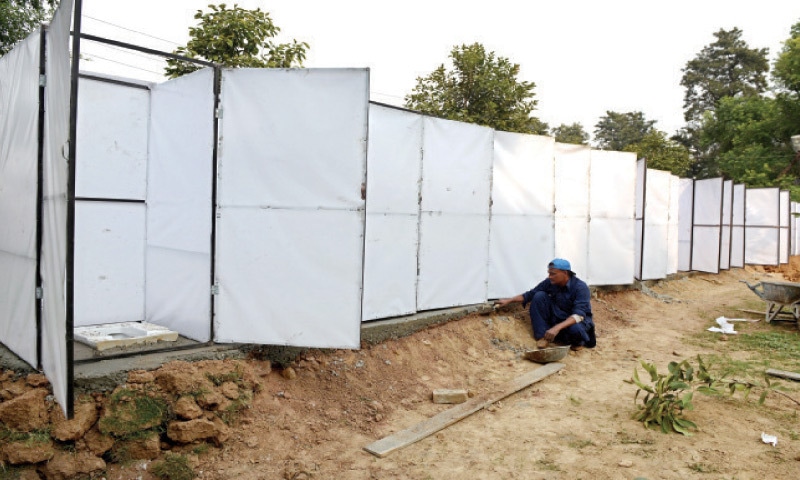 The local administration has installed 80 temporary toilets in the Allama Iqbal Park in Shamsabad, Rawalpindi. — White Star