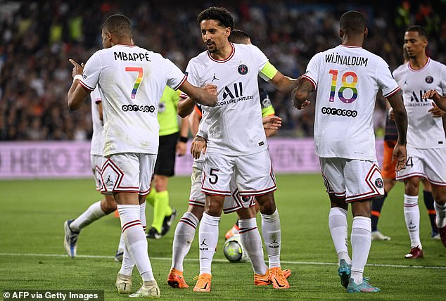 The PSG side took to the pitch in the special shirts on Tuesday May 17 against Montpellier