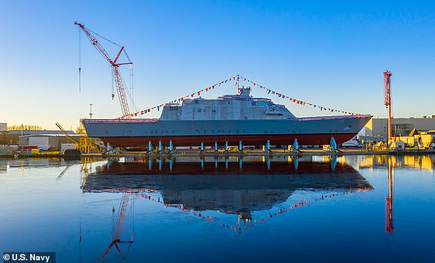 USS St Louis, the youngest of the Freedom class, is pictured during building in December 2018