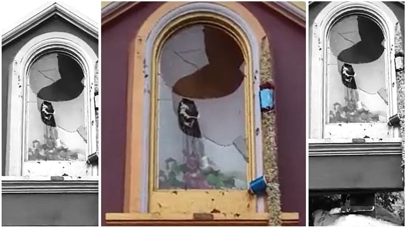 A screenshot of the alleged attack on a Christian shrine in Susai Palya village, Karnataka, on 23 December 2021 | Photo: Twitter/videograb