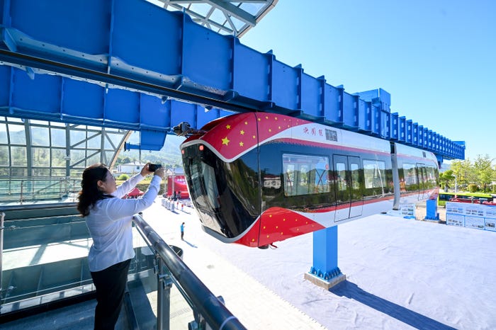 China's Red Rail, said to be the world's first maglev air train