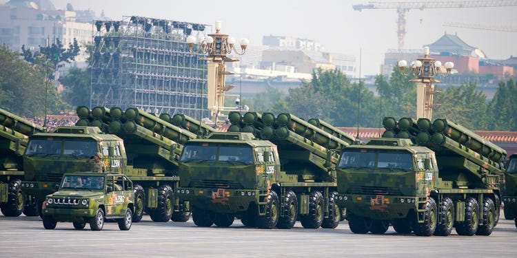 China multiple launch rocket system parade