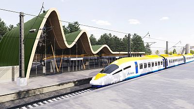 Artist's impression of a future station along the Rail Baltica route.