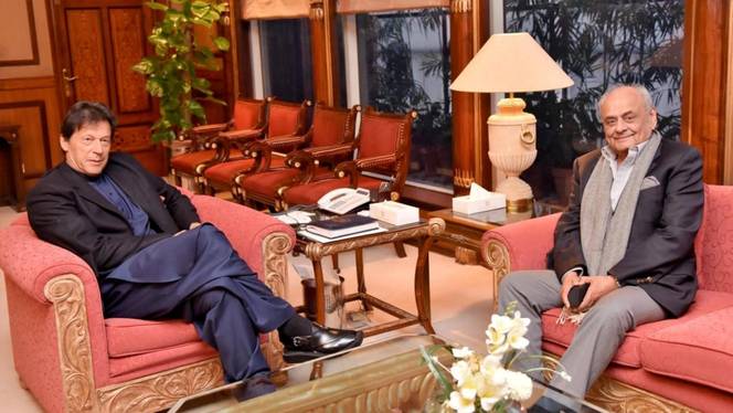 Retired brigadier Ijaz Ahmed Shah meets Prime Minister Imran Khan at the Prime Minister Office in Islamabad, Pakistan. December 11, 2018.