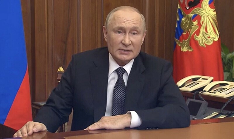 <p>Russian President Vladimir Putin makes an address announcing a partial mobilisation in the course of Russia-Ukraine military conflict in Moscow, Russia, in this still image taken from video released on Wednesday. — Reuters</p>