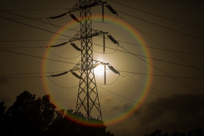 High voltage power lines in Karachi, Pakistan.