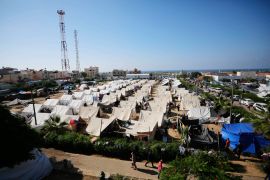 the first camp set up in Khan Younis by UNRWA for the recently displaced people in Gaza