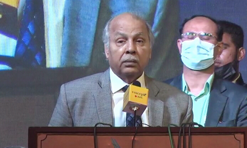 Chief Justice of Pakistan Gulzar Ahmed addresses the Asma Jahangir Conference in Lahore on Saturday. — DawnNewsTV