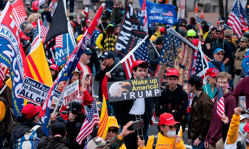 Supporters of United States President Donald Trump rally at Freedom Plaza in Washington, DC, on Dec 12, 2020, to protest the 2020 election. — AFP