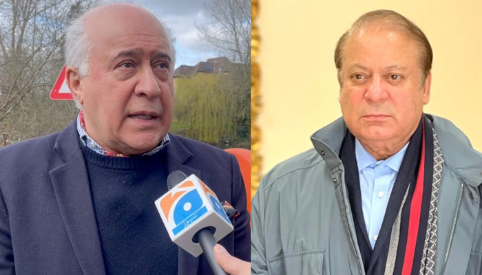 This picture shows Broadsheet’s CEO Kaveh Moussavi (L) and former prime minister Nawaz Sharif (R). The News/Files