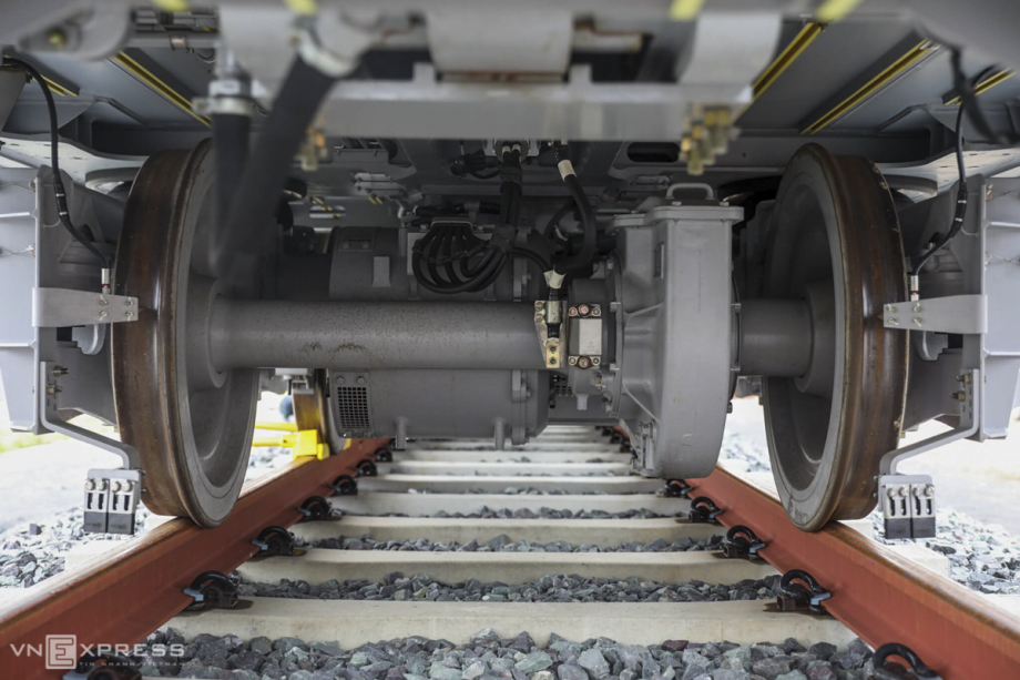 Train wheels are fitted onto the railway tie, a rectangular support for the rails in railroad tracks. For this track, the track gage, or the spacing of the rails on a railway track, spans more than 1.4 meters.