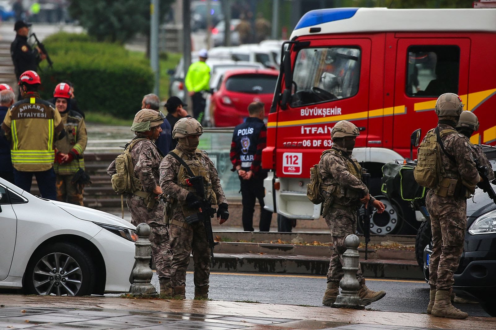 Turkish security forces cordon off an area after an explosion in Ankara on Sunday.