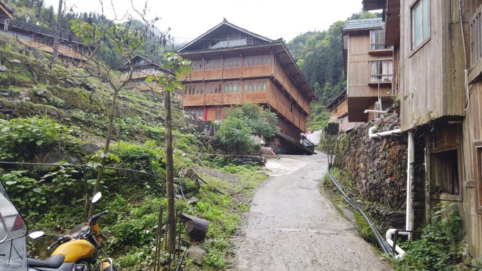 Typical and traditionally built Miao homes in Long Sheng