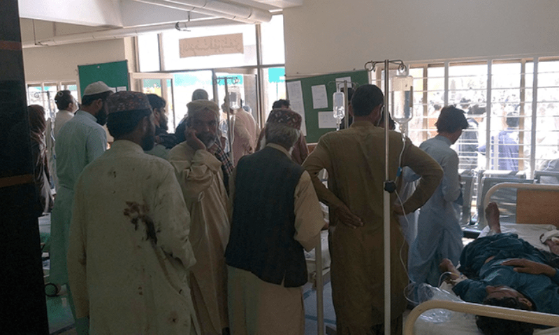  Victims are treated at a Mastung hospital, following a deadly suicide attack on a religious gathering in Balochistan on September 29. — Shaheed Nawab Ghous Bakhsh Raisani Memorial Hospital Mastung/Handout via Reuters 