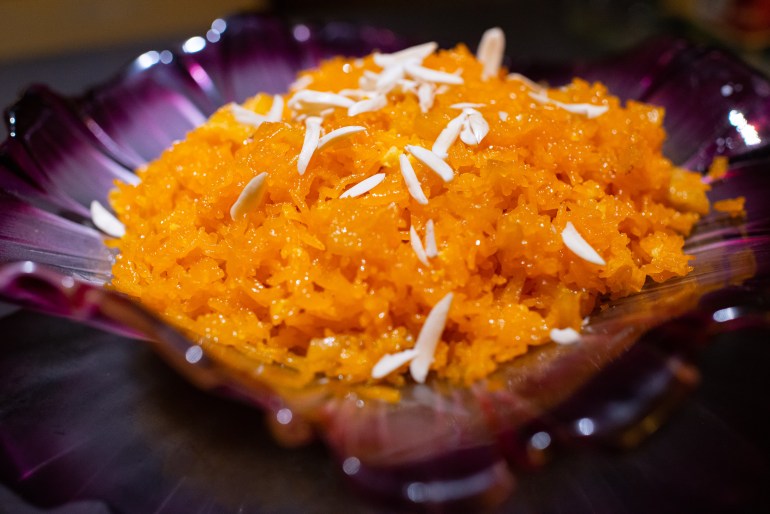 A bowl of shahi zarda dessert