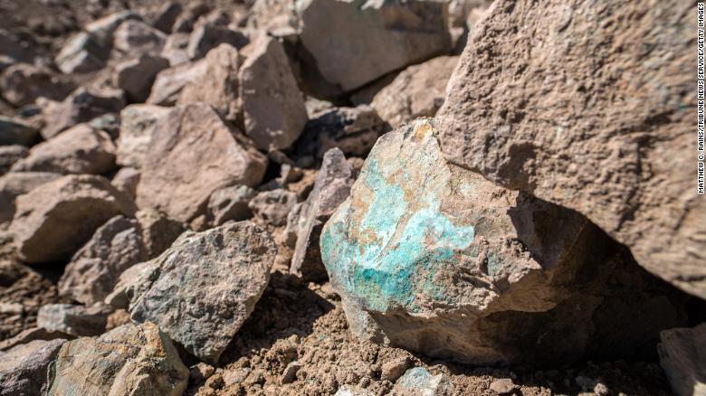 Copper ore is seen at Aynak in the Logar Province of Afghanistan on March 4, 2013. 