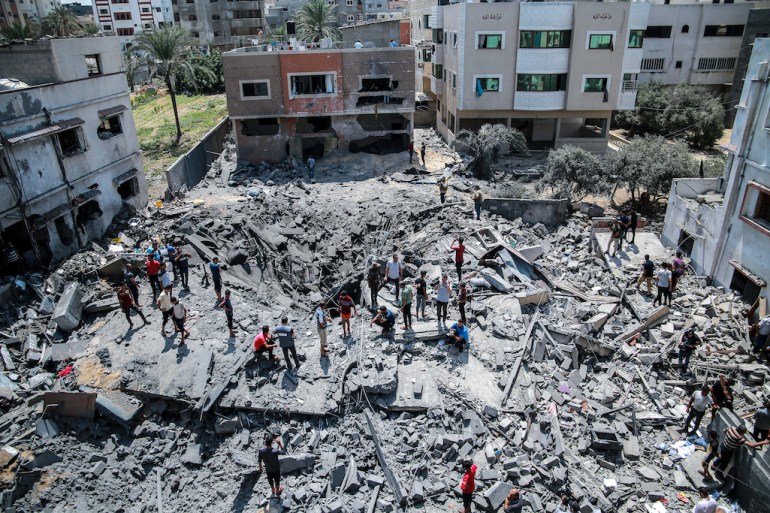 Rubble of Palestinian home in Gaza