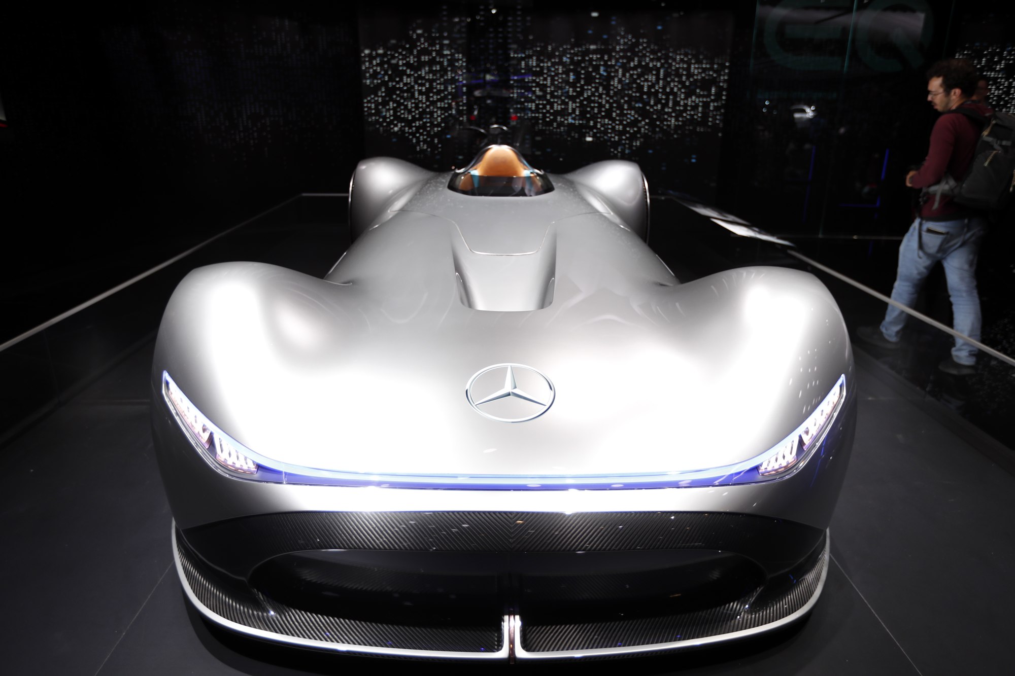 The Mercedes-Benz Vision EQ Silver Arrow is displayed at the Paris Motor Show in October 2018. Photo: EPA-EFE