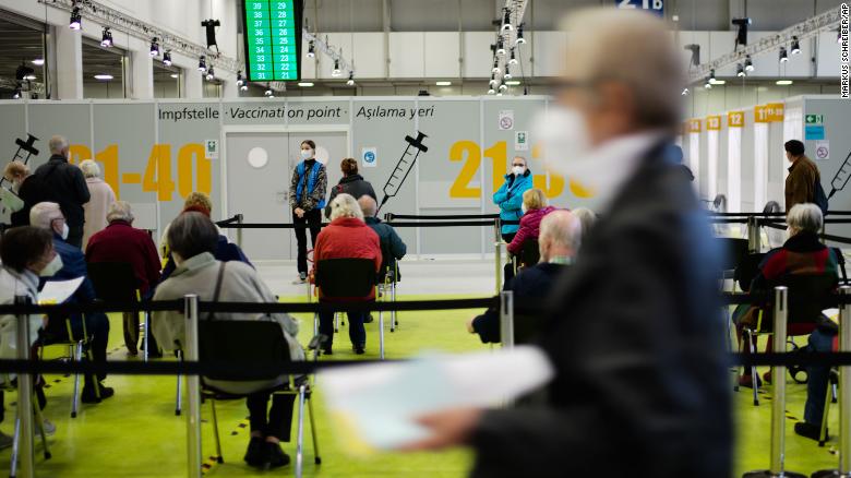 People wait to be vaccinated at a vaccination center in Berlin on November 3. 