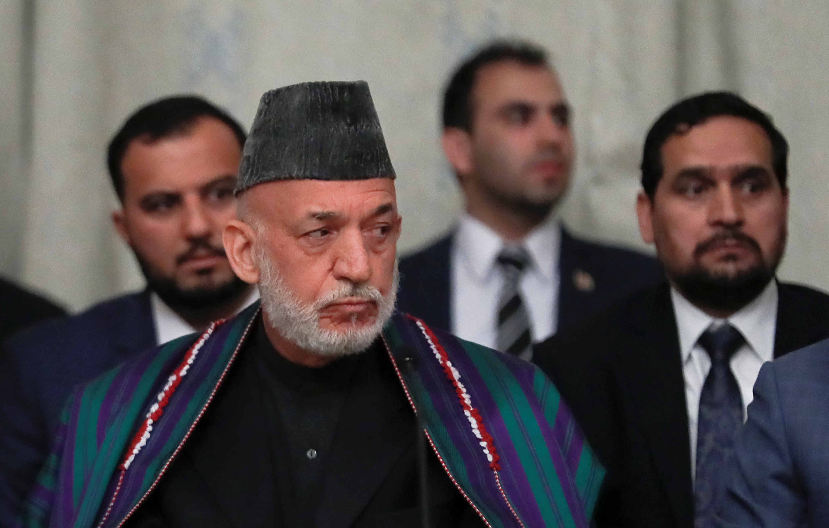 Afghan former President Hamid Karzai attends peace talks with a Taliban delegation in Moscow, Russia May 30, 2019. REUTERS/Evgenia Novozhenina