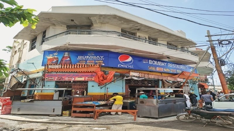 The facade of the New Bombay Restaurant