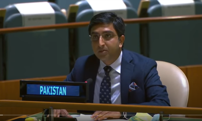 Zulqarnain Chheena representing Pakistan at the United Nations General Assembly. — Screengrab courtesy United Nations